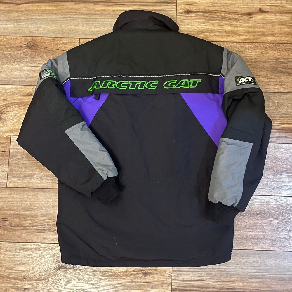 Vintage Arctic Cat Arcticwear Gore-Tex Black Purple Snowmobile Jacket w/Liner M